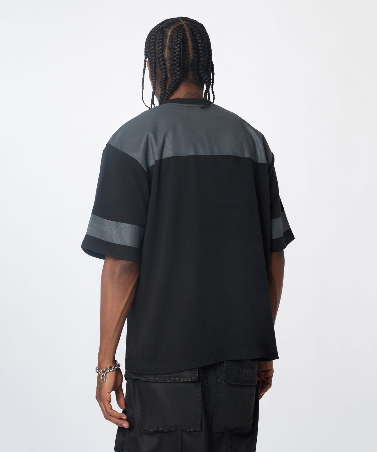 Reason Clothing Top Pick Football Rhinestones Short Sleeve Tee - Black