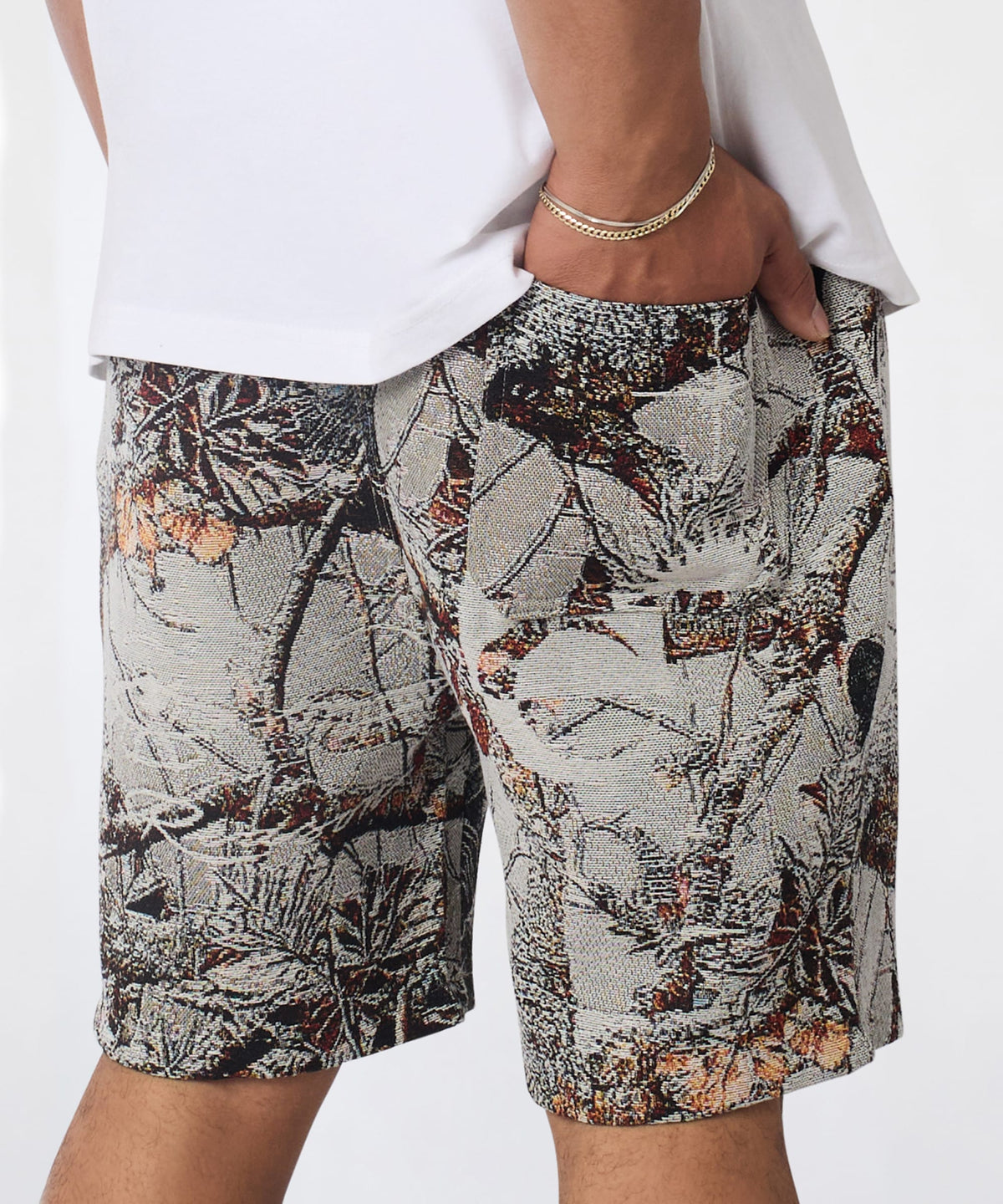 Reason Clothing Value Woodland Tapestry Shorts - Cream
