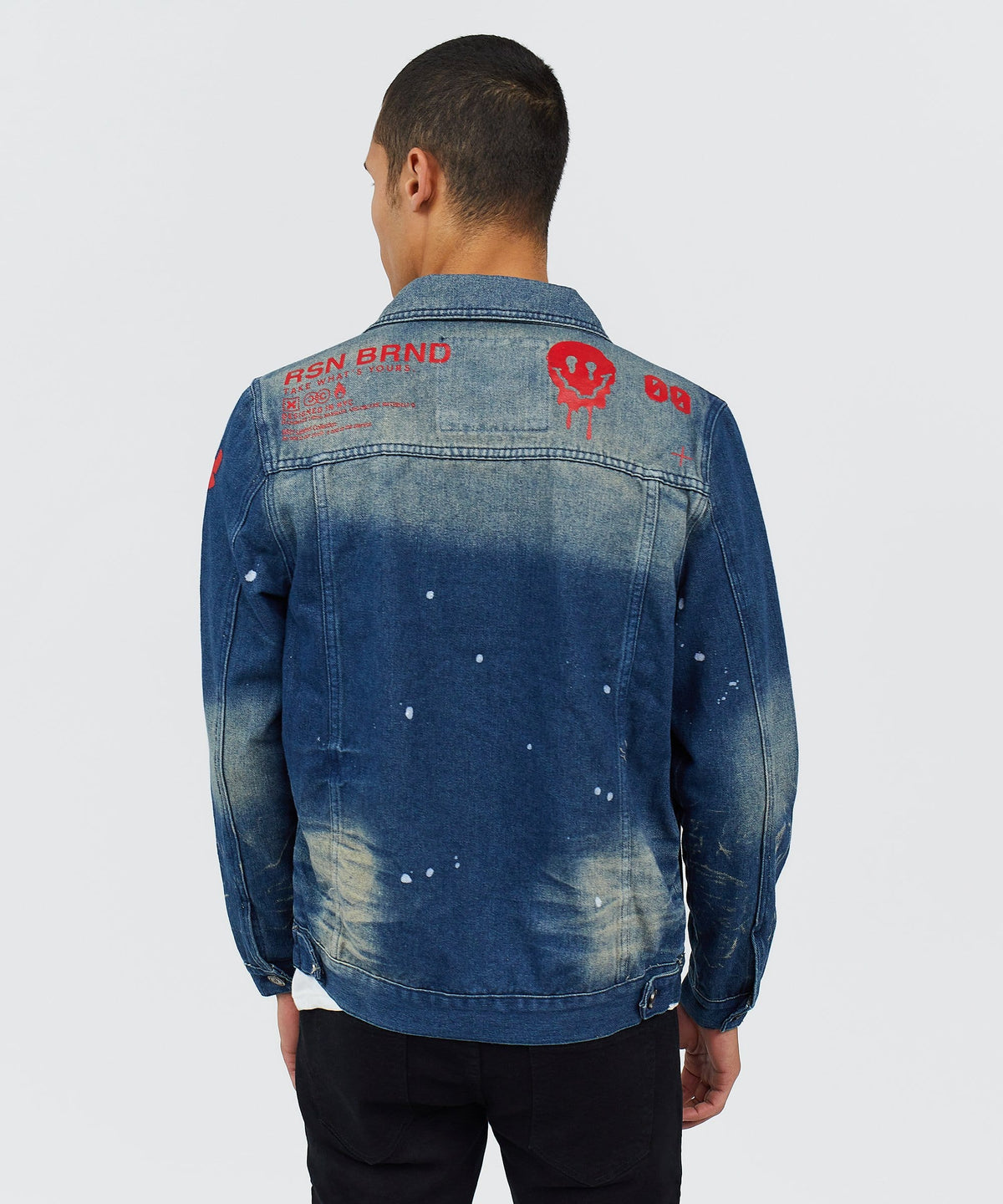 Reason Clothing Classic Indigo Fire Medium Wash Denim Jacket With Logo