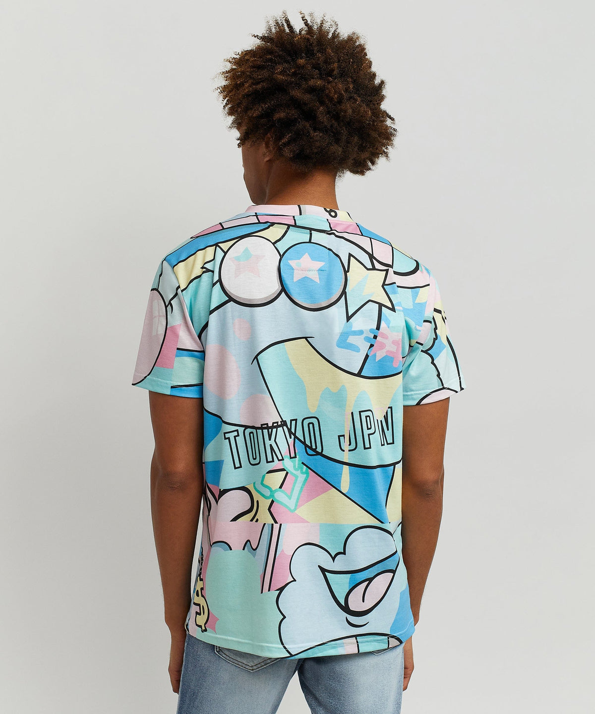 Reason Clothing Premium Neo World Allover Print Graphic Tee
