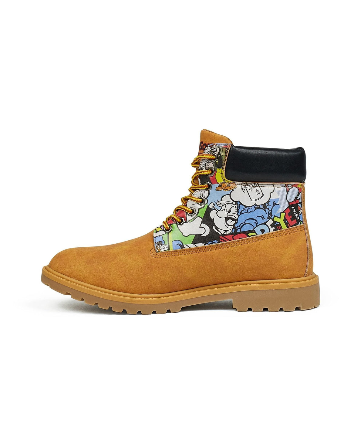 Reason Clothing Hot Sale Popeye X Reason Collab Faux Suede Comic Print Boots - Tan