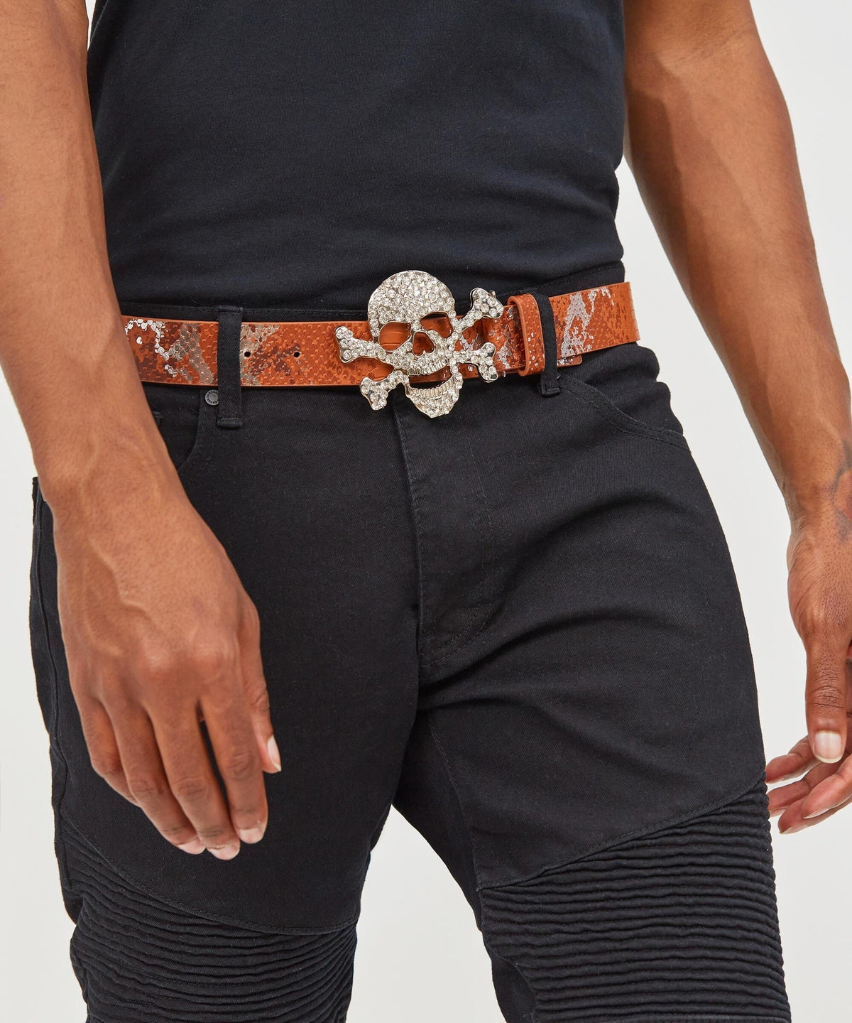 Reason Clothing Sale Skeletor Snakeskin Diamond Belt