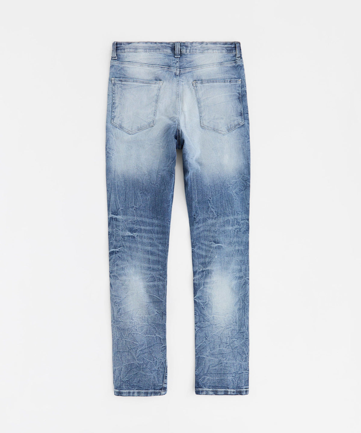 Reason Clothing Classic Wrinkled Wash Distressed Skinny Jeans - Medium Blue