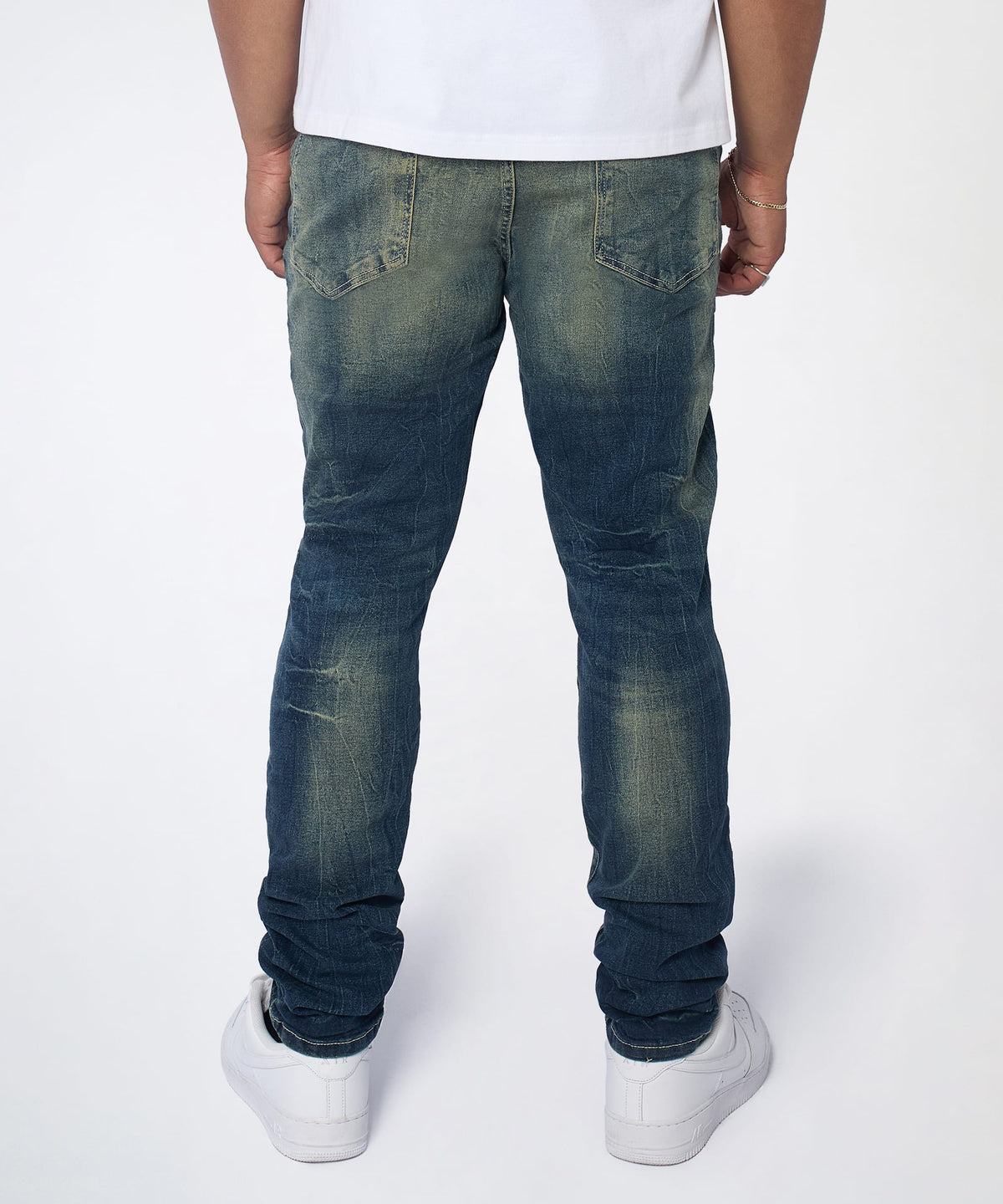 Reason Clothing Exclusive Men's Skinny Ripped Denim Pant - Medium Blue