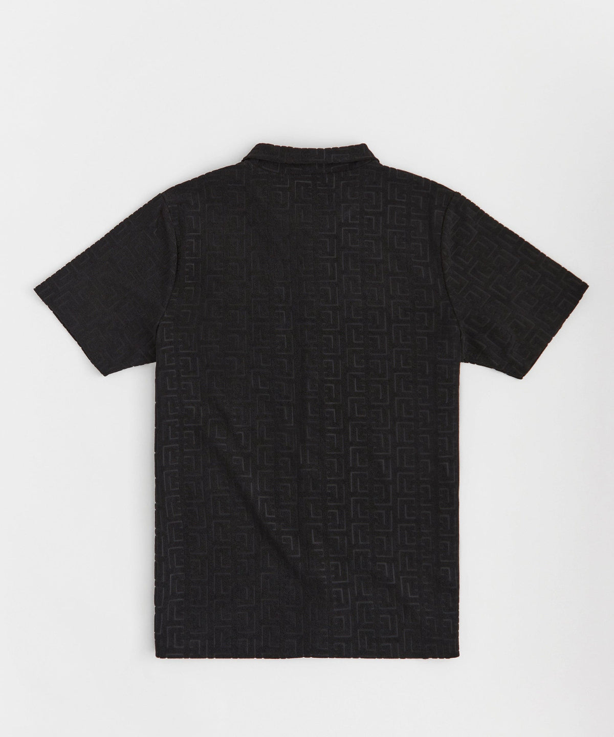 Reason Clothing Hot Sale Geometric Viscose Button-Down Short Sleeve Shirt - Black