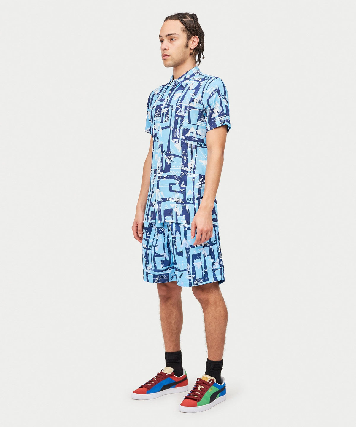 Reason Clothing Hot Sale Aqua Shirt Shorts Set
