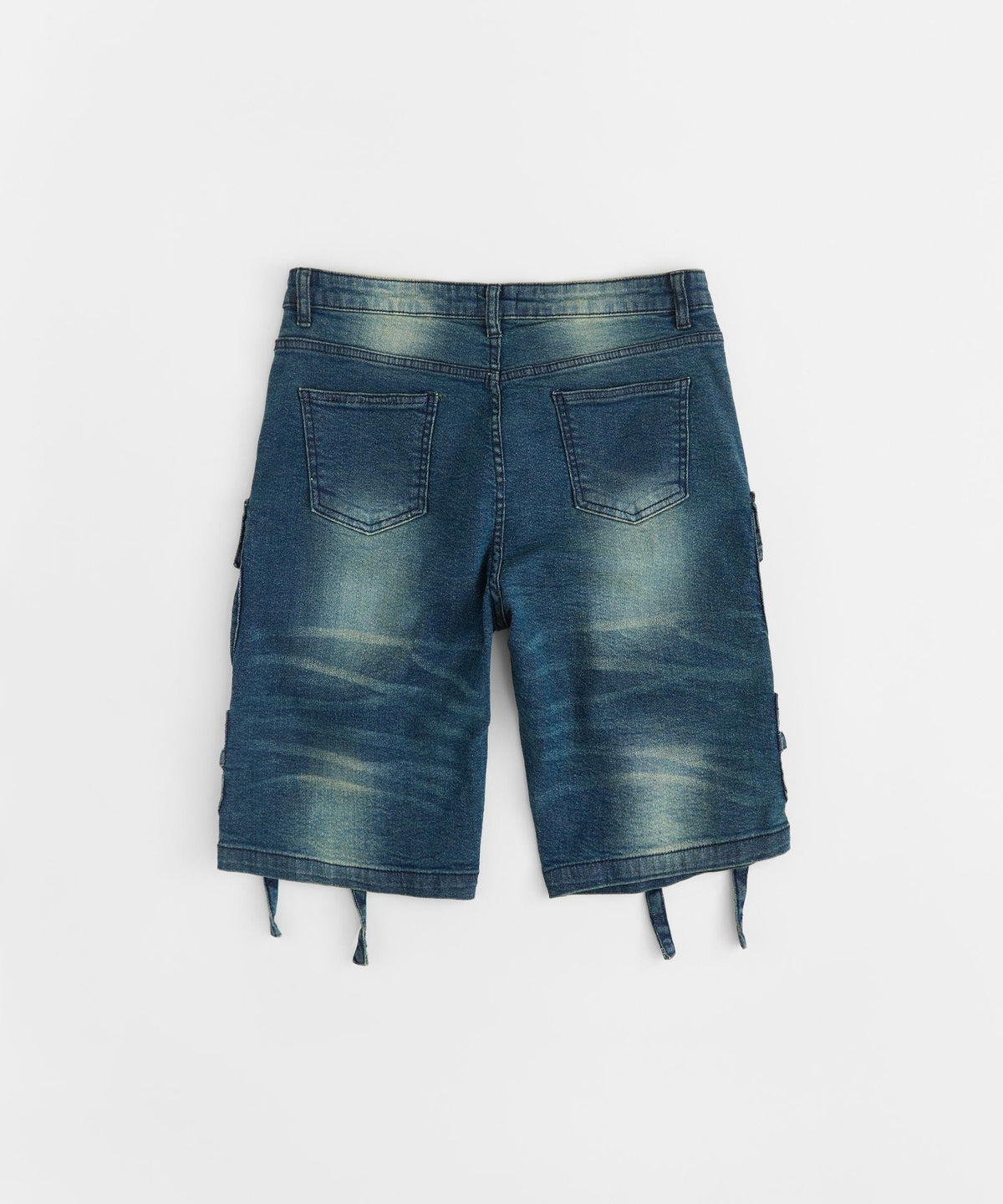 Reason Clothing Smart Buy Buckle Strap Denim Shorts - Dark Blue