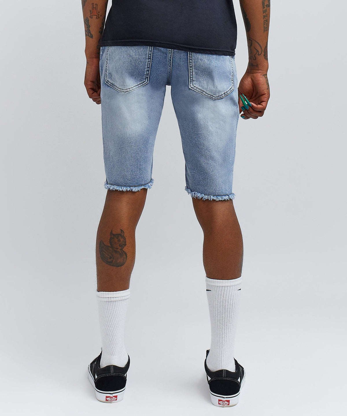 Reason Clothing Discount Josiah Light Wash Basic Denim Shorts