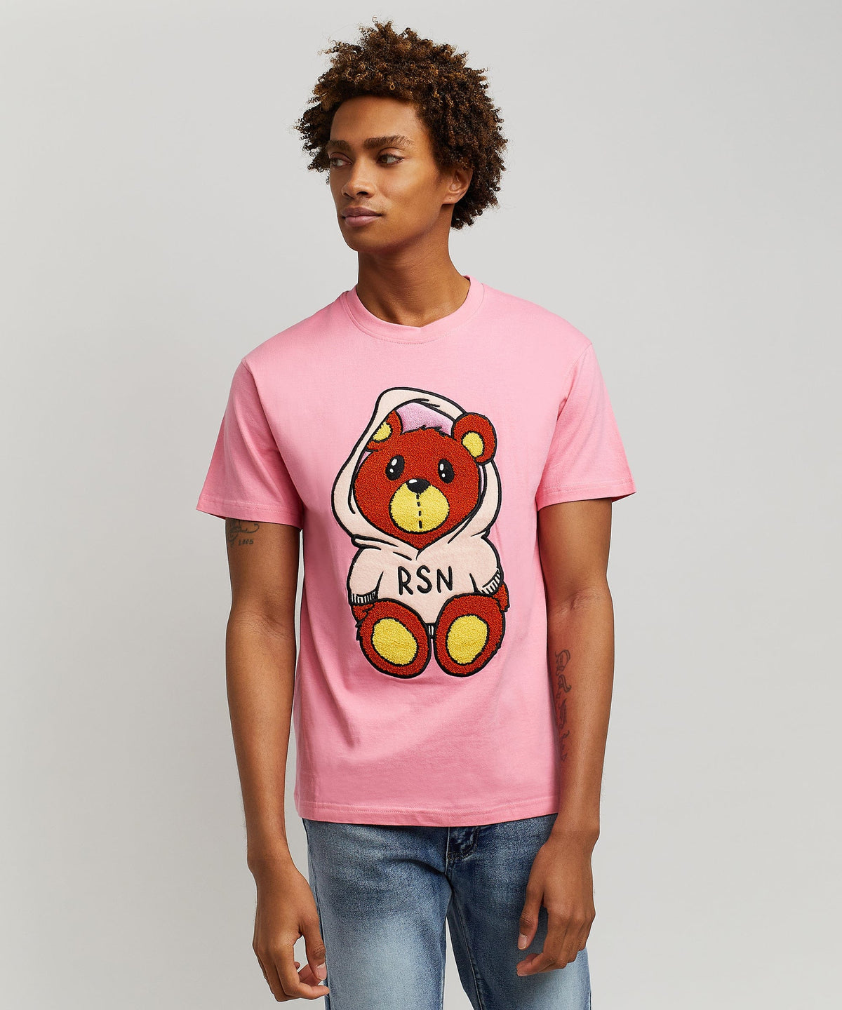 Reason Clothing Best Price Money Bear Chenille Patch Pink Tee