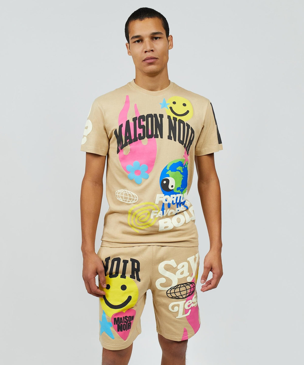 Reason Clothing Exclusive Say Less Puff Print Tee - Khaki