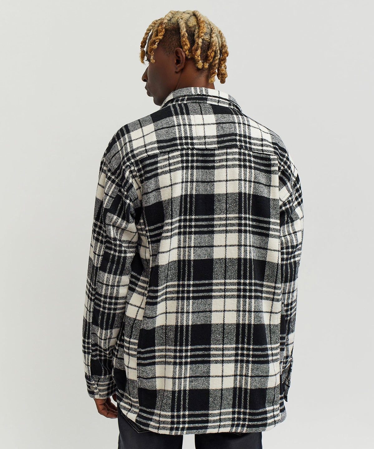 Reason Clothing Hot Sale Plaid Black And White Super Heavy Weight Flannel Shirt Jacket