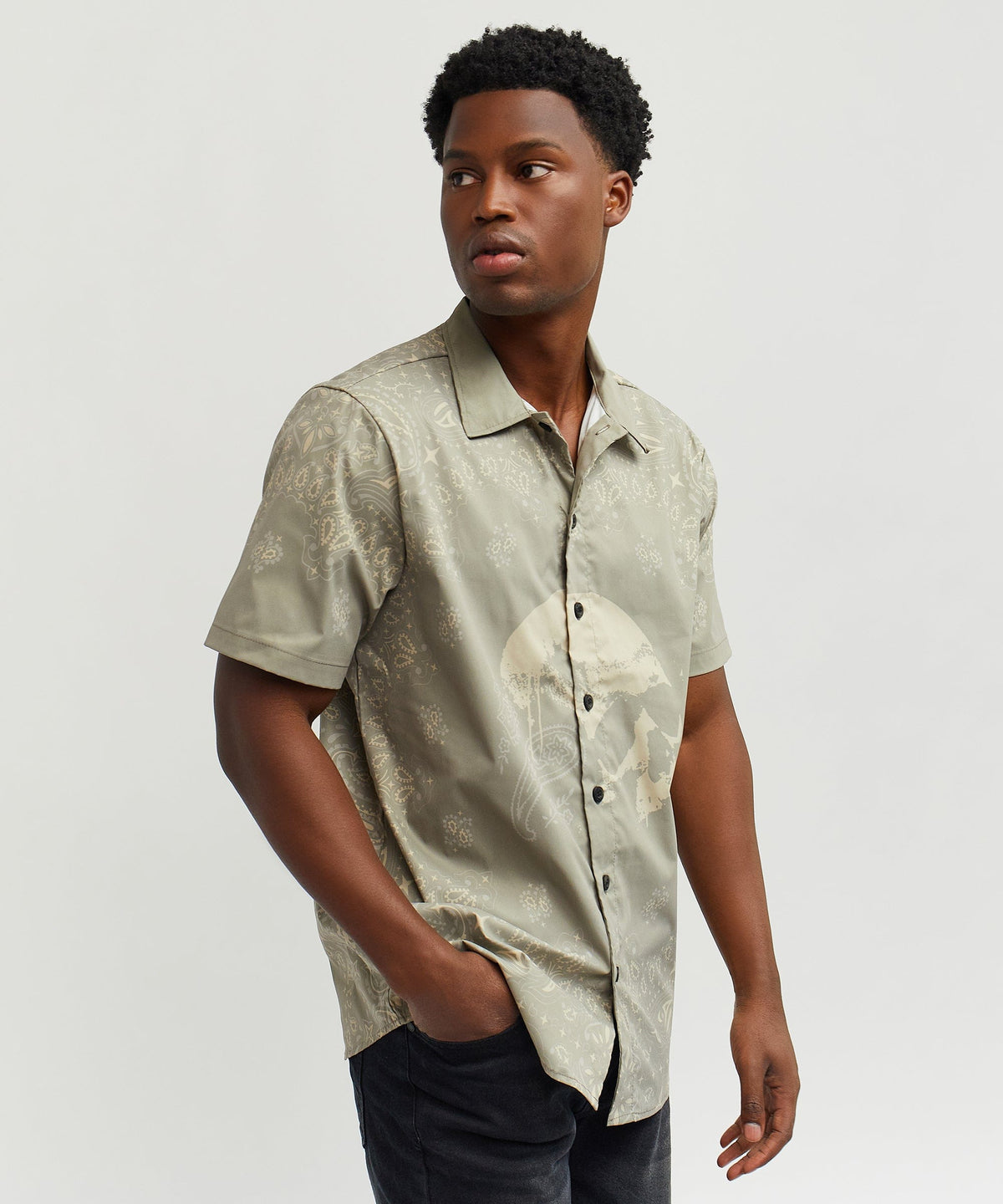 Reason Clothing Discount Skull Paisley Ss Shirt