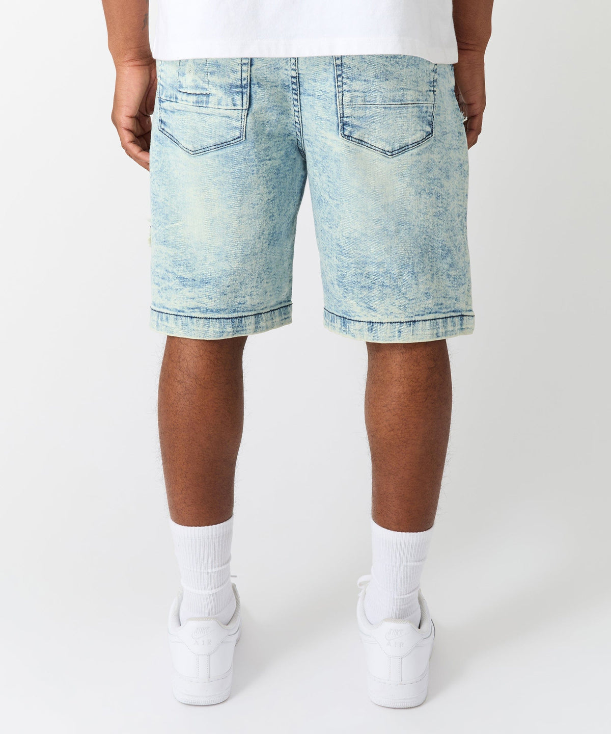 Reason Clothing Signature Destroyed Denim Shorts - Dark Blue