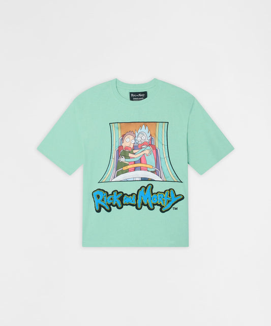Reason Clothing Best Seller Rick And Morty Applique Short Sleeve Tee - Light Green