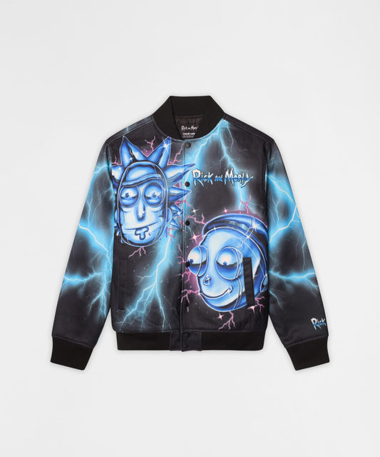 Reason Clothing Special Offer Rick & Morty Graphic Varsity Jacket - Black