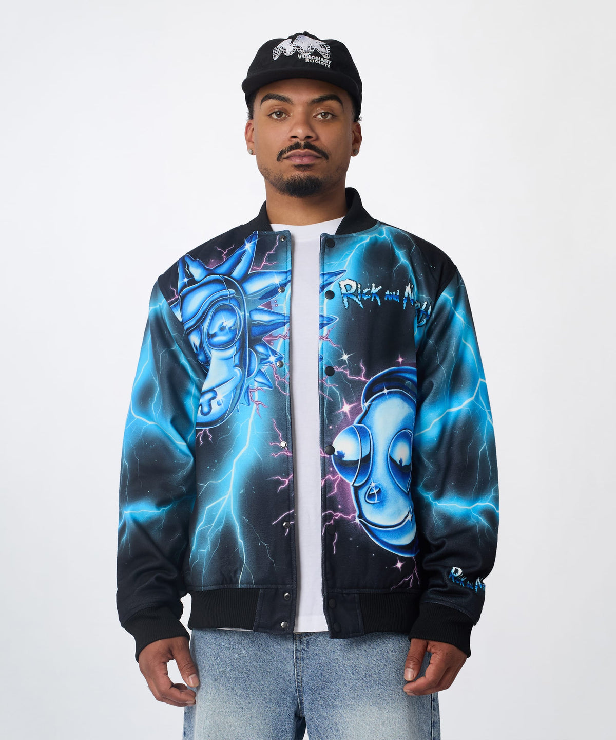 Reason Clothing Special Offer Rick & Morty Graphic Varsity Jacket - Black