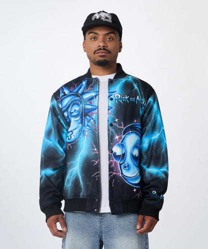 Reason Clothing Special Offer Rick & Morty Graphic Varsity Jacket - Black