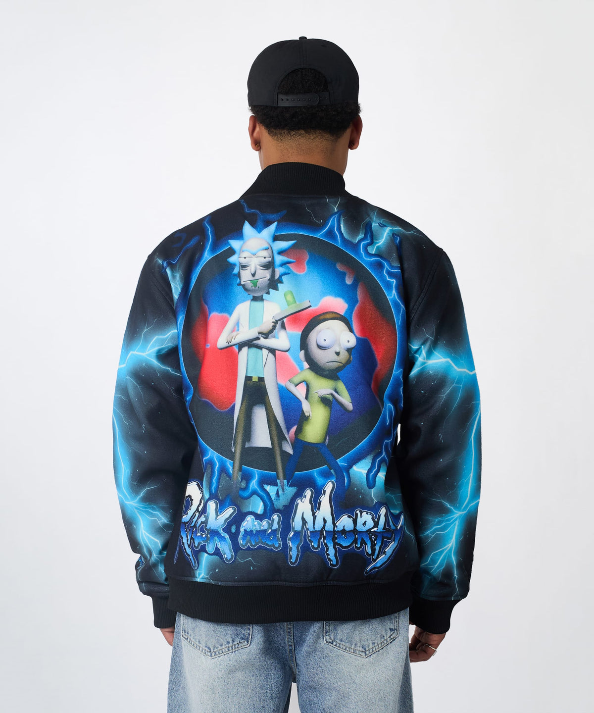 Reason Clothing Special Offer Rick & Morty Graphic Varsity Jacket - Black