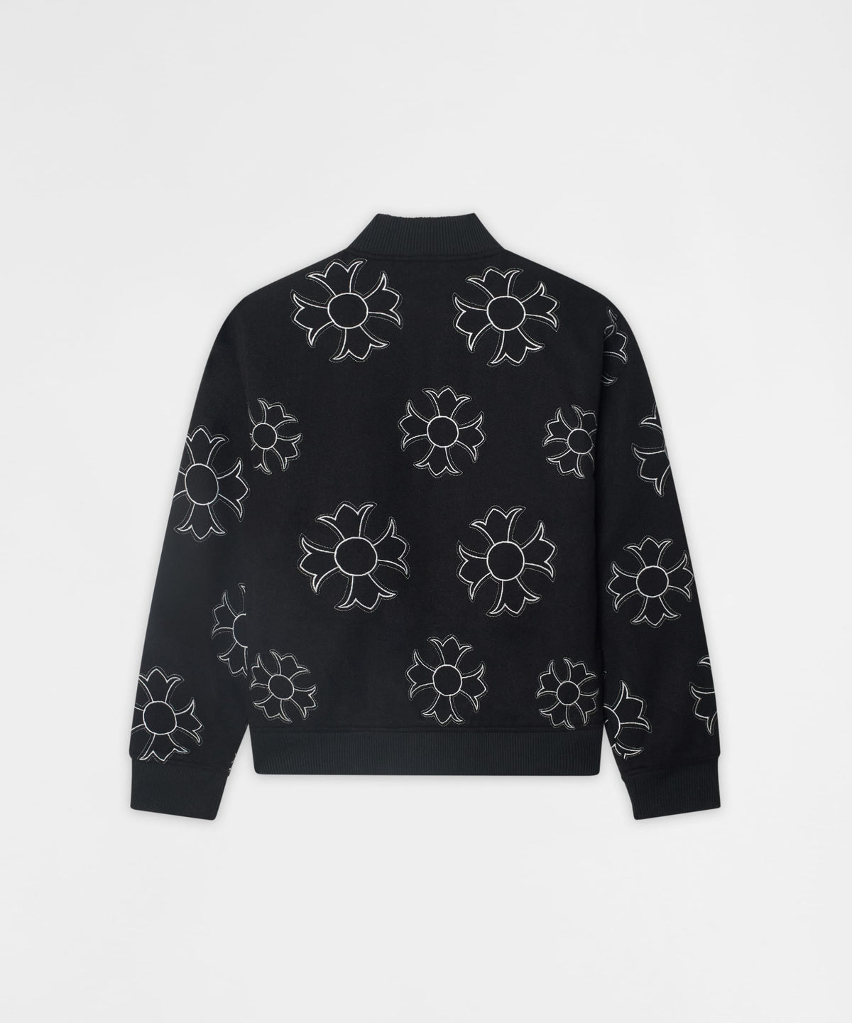Reason Clothing Featured Cross Applique Wool Varsity Jacket - Black