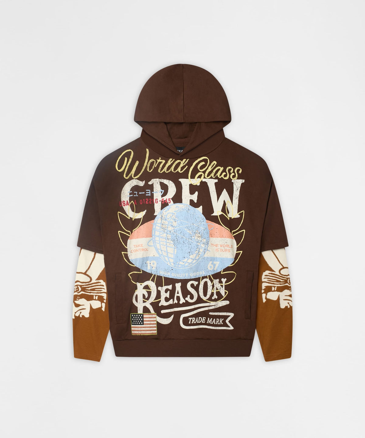 Reason Clothing Hot Sale Masters 2fer Pullover Hoodie - Brown