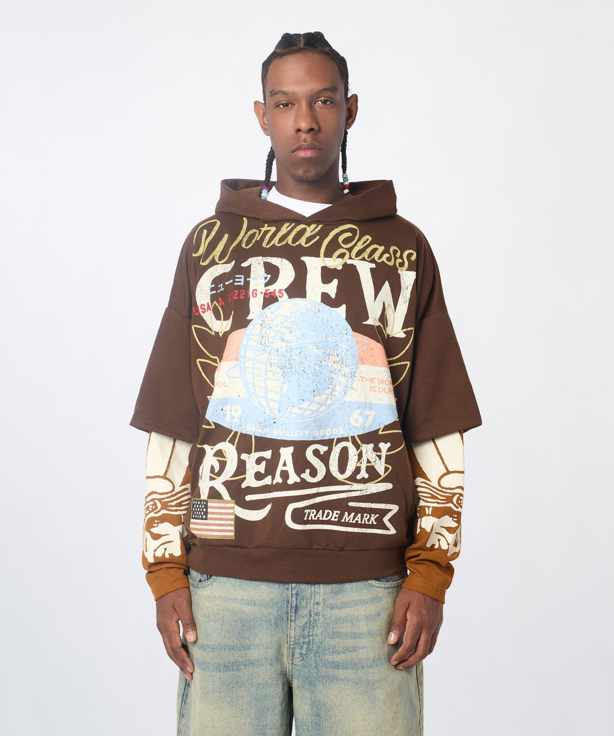 Reason Clothing Hot Sale Masters 2fer Pullover Hoodie - Brown