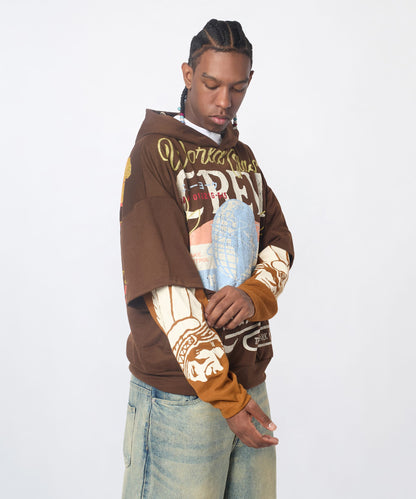 Reason Clothing Hot Sale Masters 2fer Pullover Hoodie - Brown