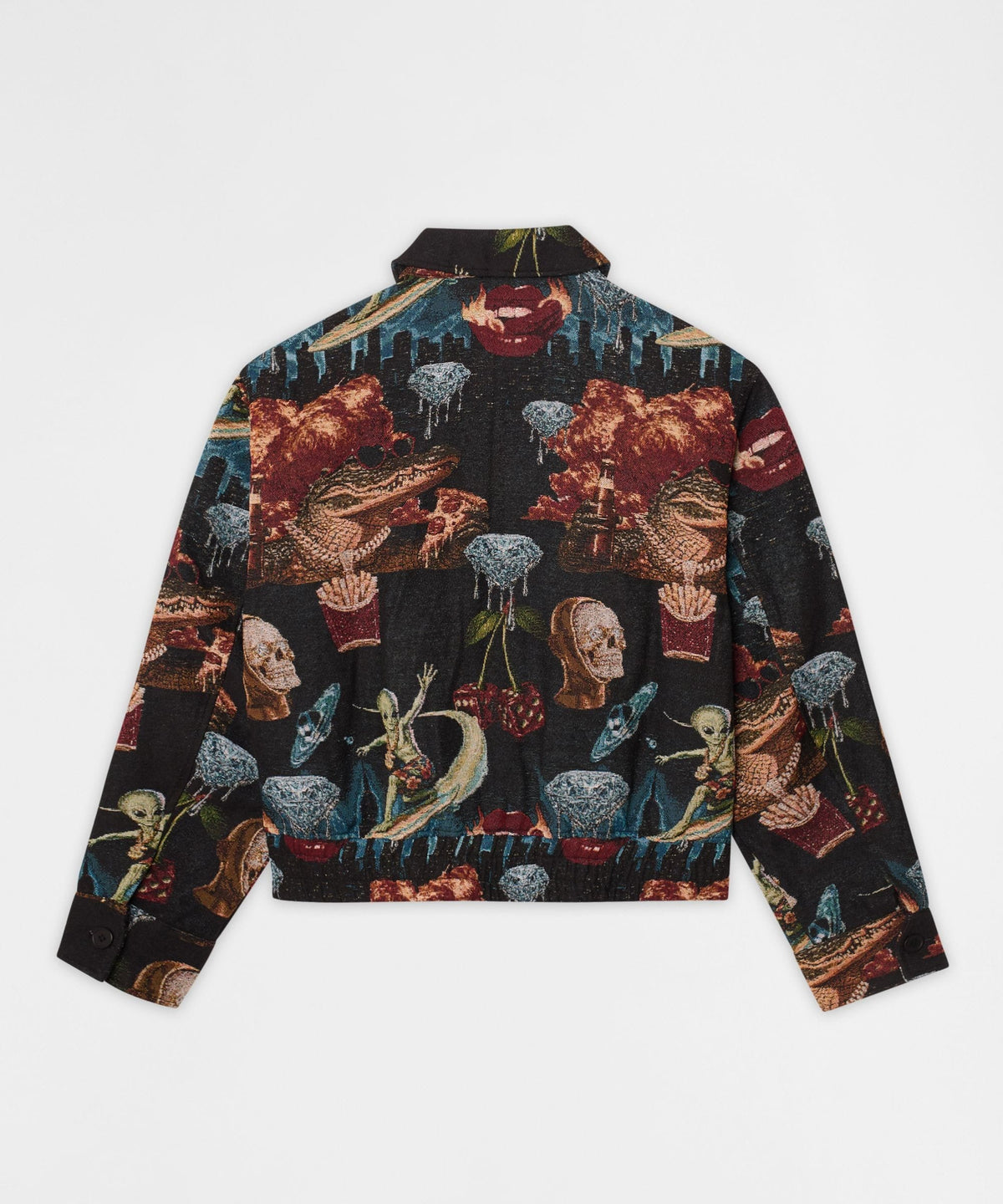Reason Clothing Great Value Surreal Dream Tapestry Varsity Jacket - Black