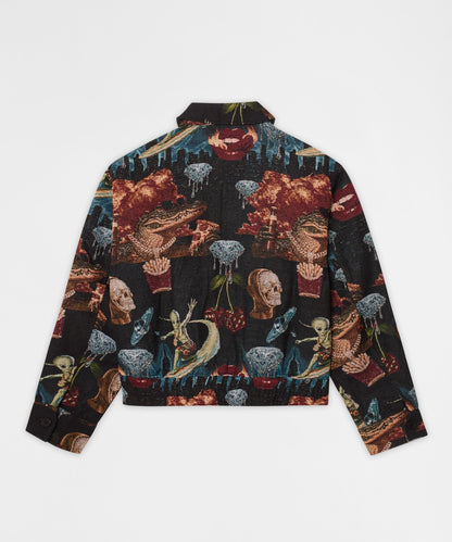 Reason Clothing Great Value Surreal Dream Tapestry Varsity Jacket - Black