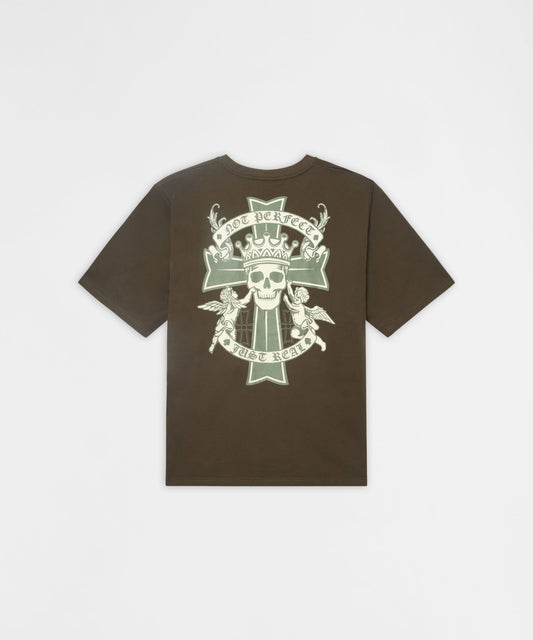 Reason Clothing Smart Buy Not Perfect Embroidered French Terry Short Sleeve Tee - Olive Green