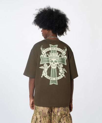 Reason Clothing Smart Buy Not Perfect Embroidered French Terry Short Sleeve Tee - Olive Green
