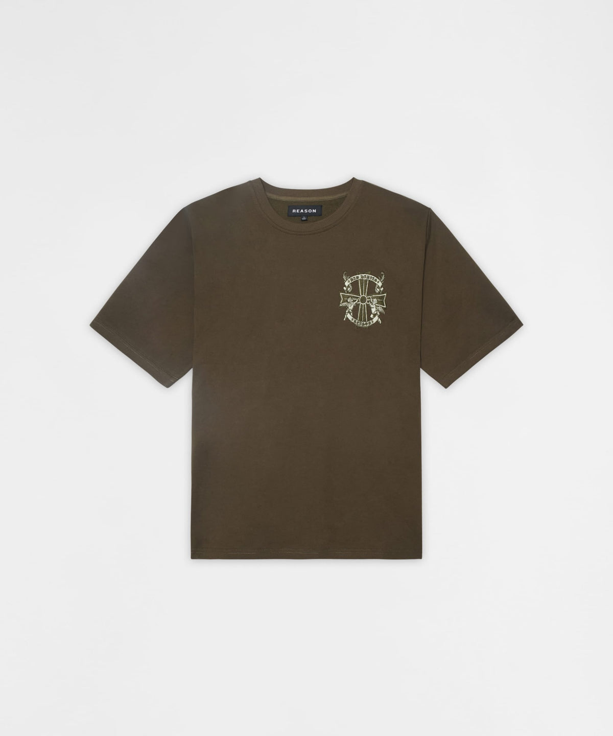 Reason Clothing Smart Buy Not Perfect Embroidered French Terry Short Sleeve Tee - Olive Green