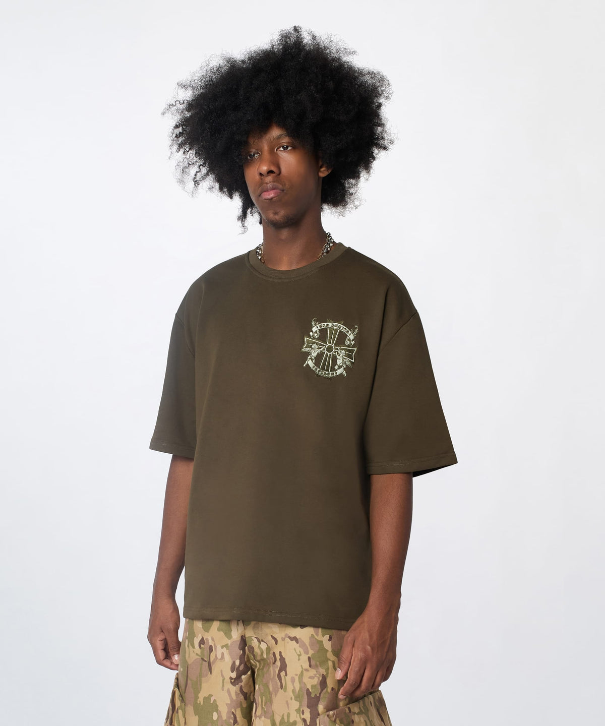 Reason Clothing Smart Buy Not Perfect Embroidered French Terry Short Sleeve Tee - Olive Green