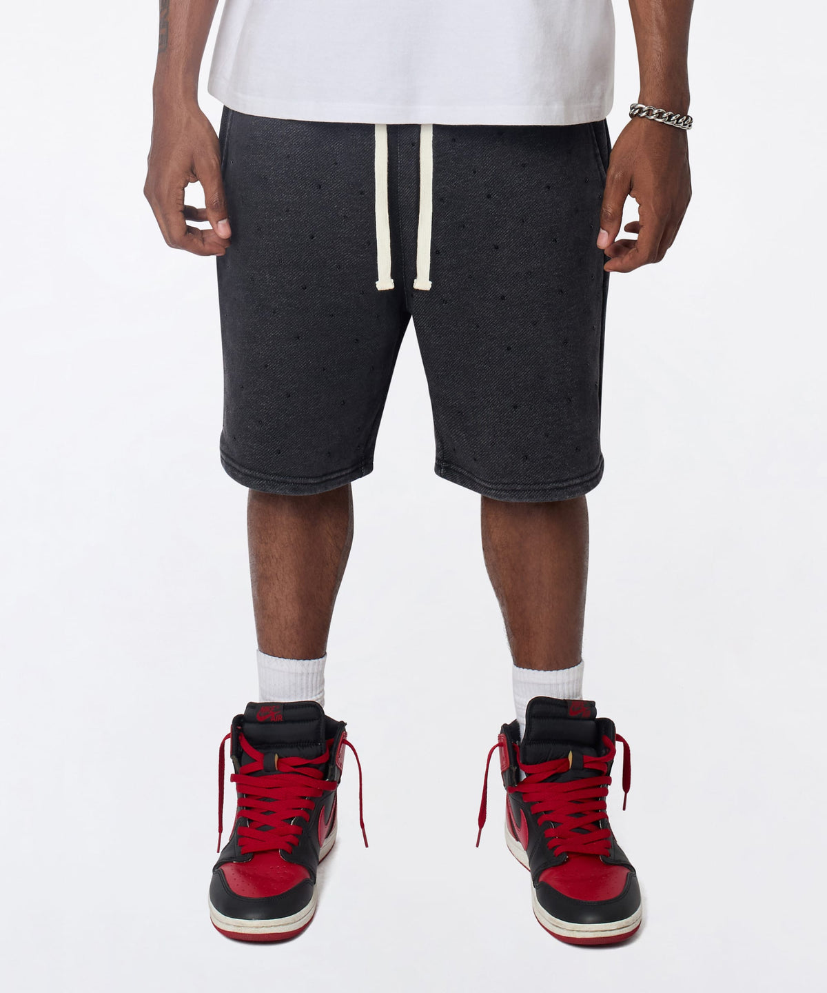 Reason Clothing Classic Washed Rhinestone Short - Black