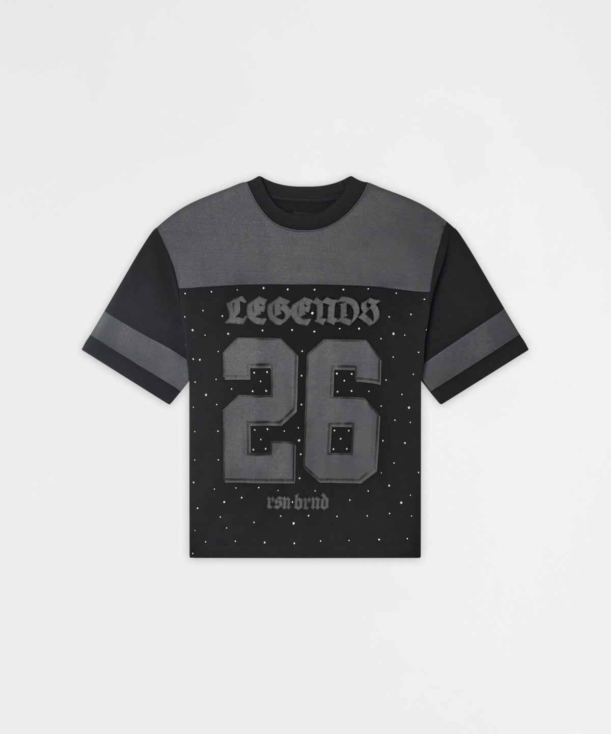 Reason Clothing Top Pick Football Rhinestones Short Sleeve Tee - Black