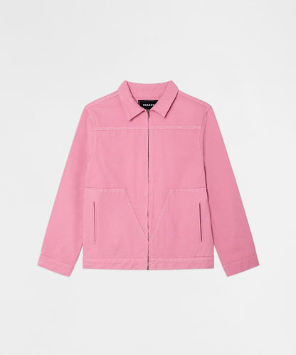 Reason Clothing Trending Saint Studded Work Denim Jacket - Pink