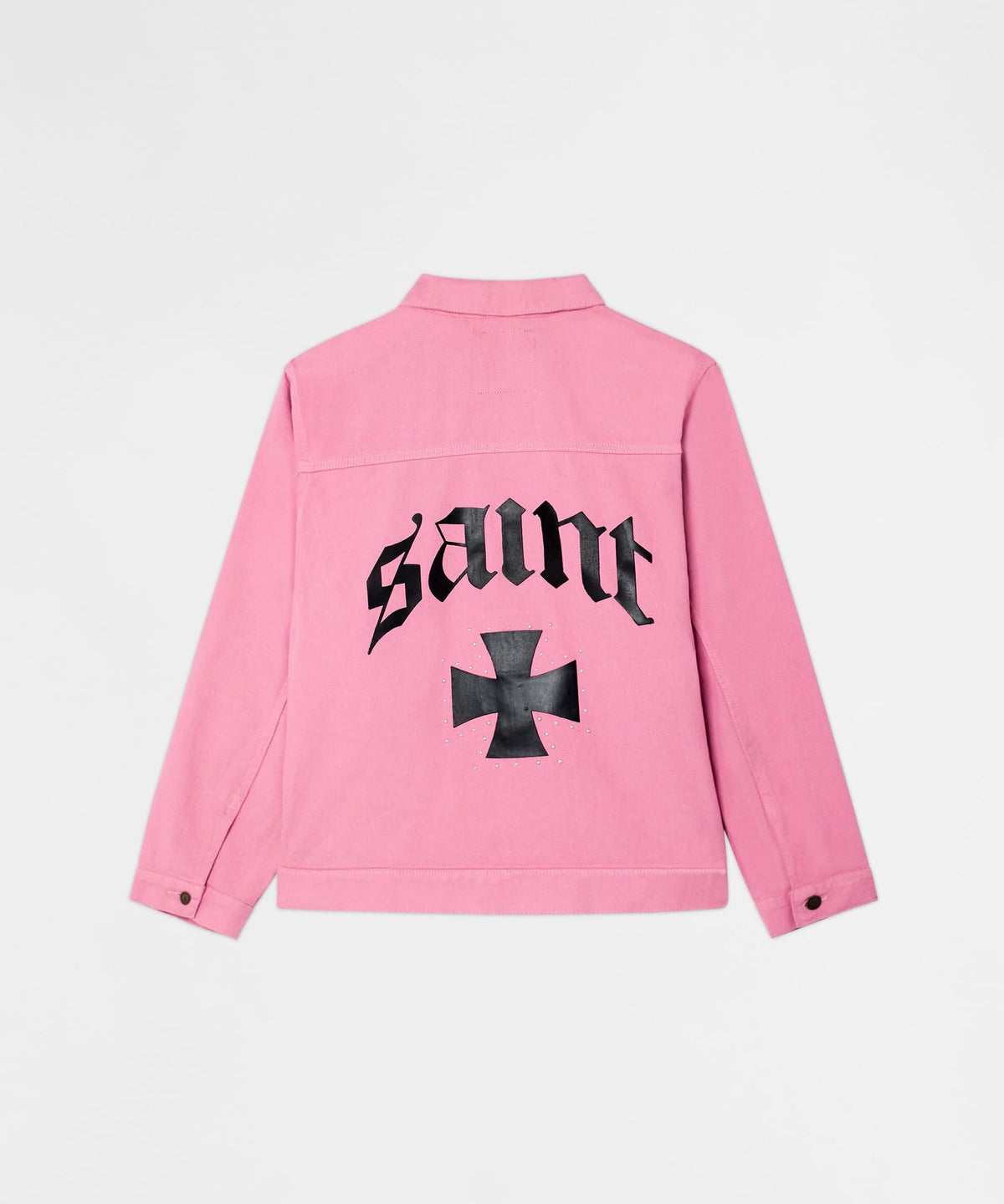 Reason Clothing Trending Saint Studded Work Denim Jacket - Pink
