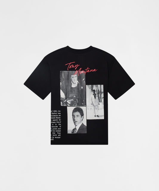 Reason Clothing Premium Scarface Washed Short Sleeve Tee - Black