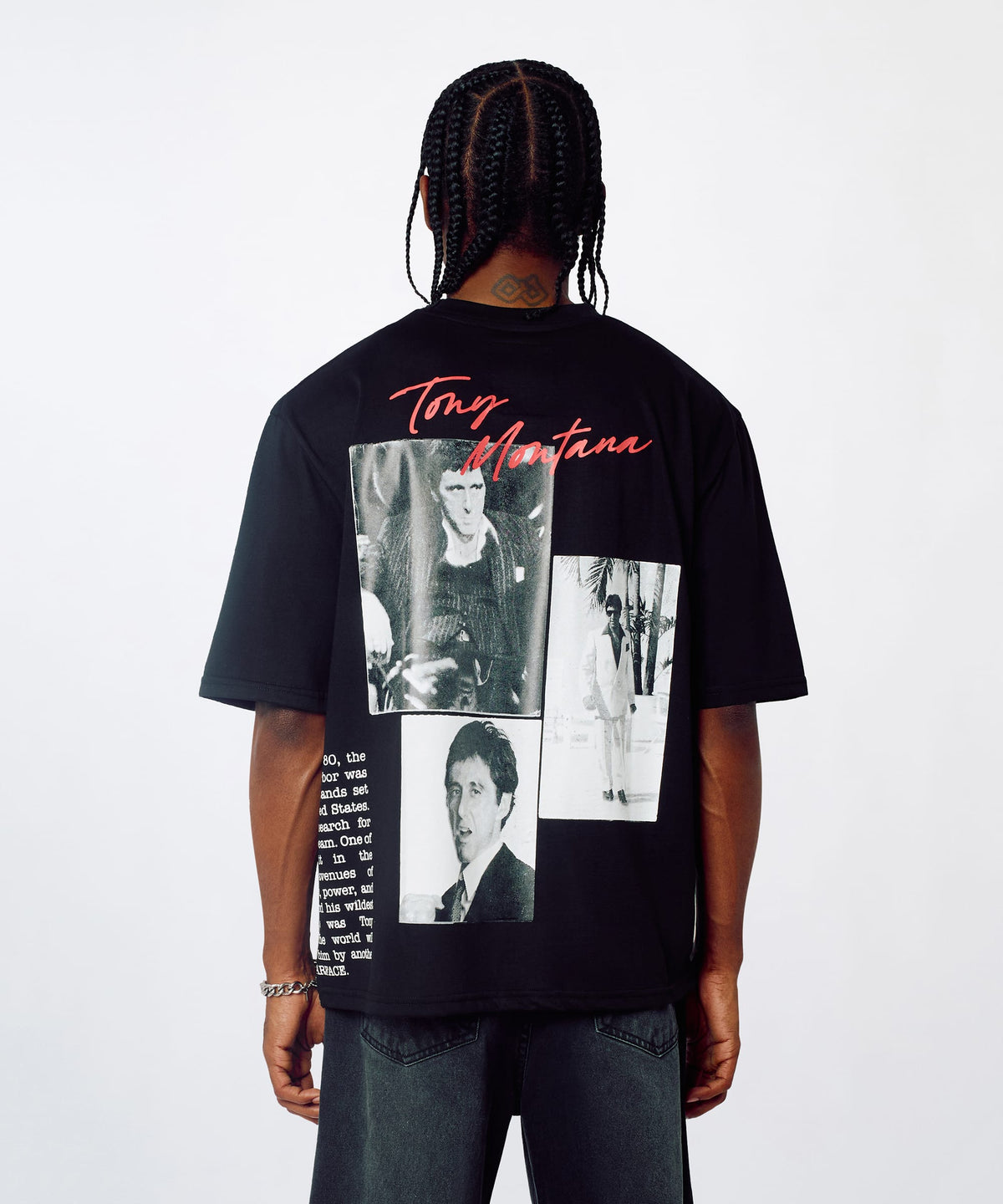 Reason Clothing Premium Scarface Washed Short Sleeve Tee - Black