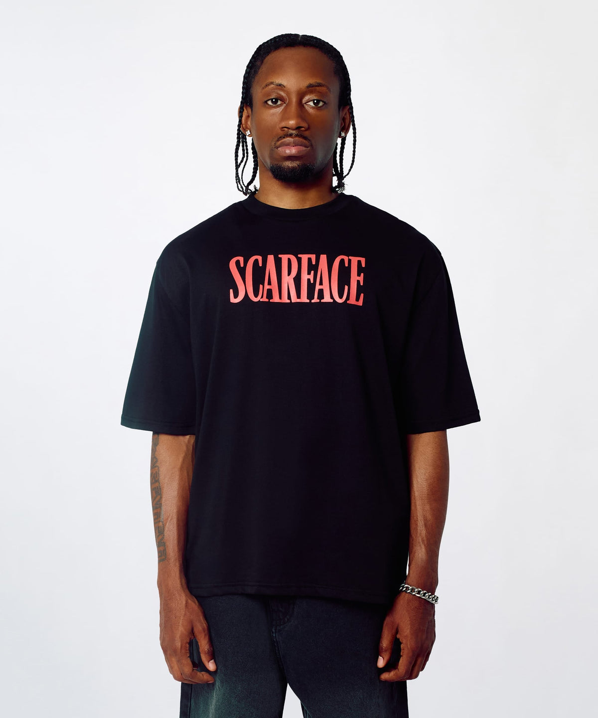 Reason Clothing Premium Scarface Washed Short Sleeve Tee - Black