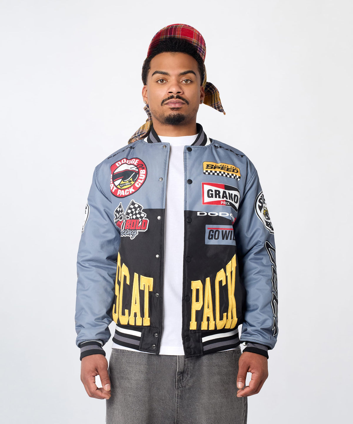 Reason Clothing Essential Dodge Scatpack Racing Varsity Jacket - Black