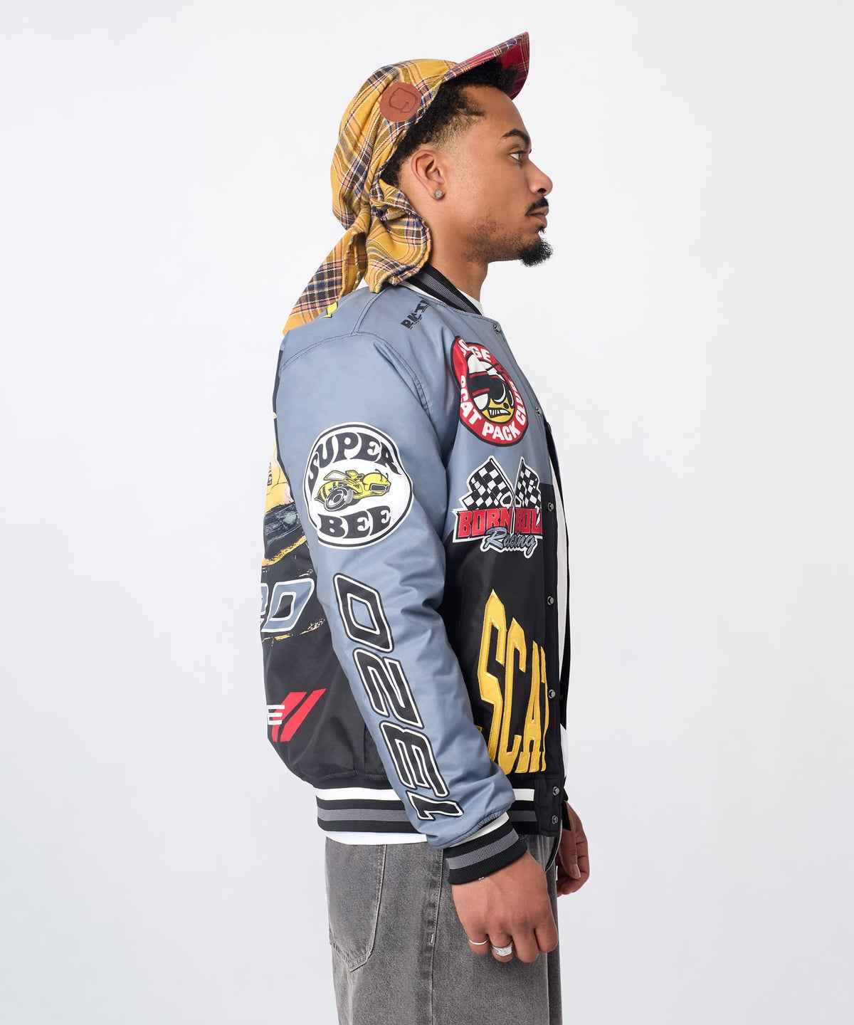 Reason Clothing Essential Dodge Scatpack Racing Varsity Jacket - Black