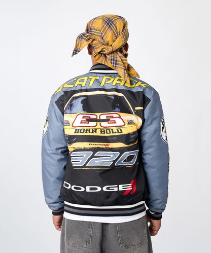 Reason Clothing Essential Dodge Scatpack Racing Varsity Jacket - Black