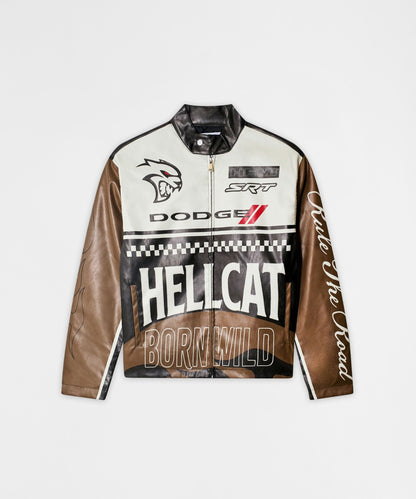 Reason Clothing Value Dodge Hellcat Moto Jacket PU - Khaki