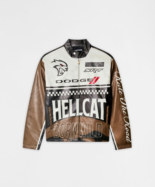Reason Clothing Value Dodge Hellcat Moto Jacket PU - Khaki
