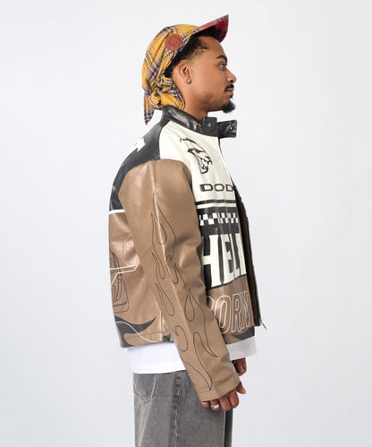 Reason Clothing Value Dodge Hellcat Moto Jacket PU - Khaki