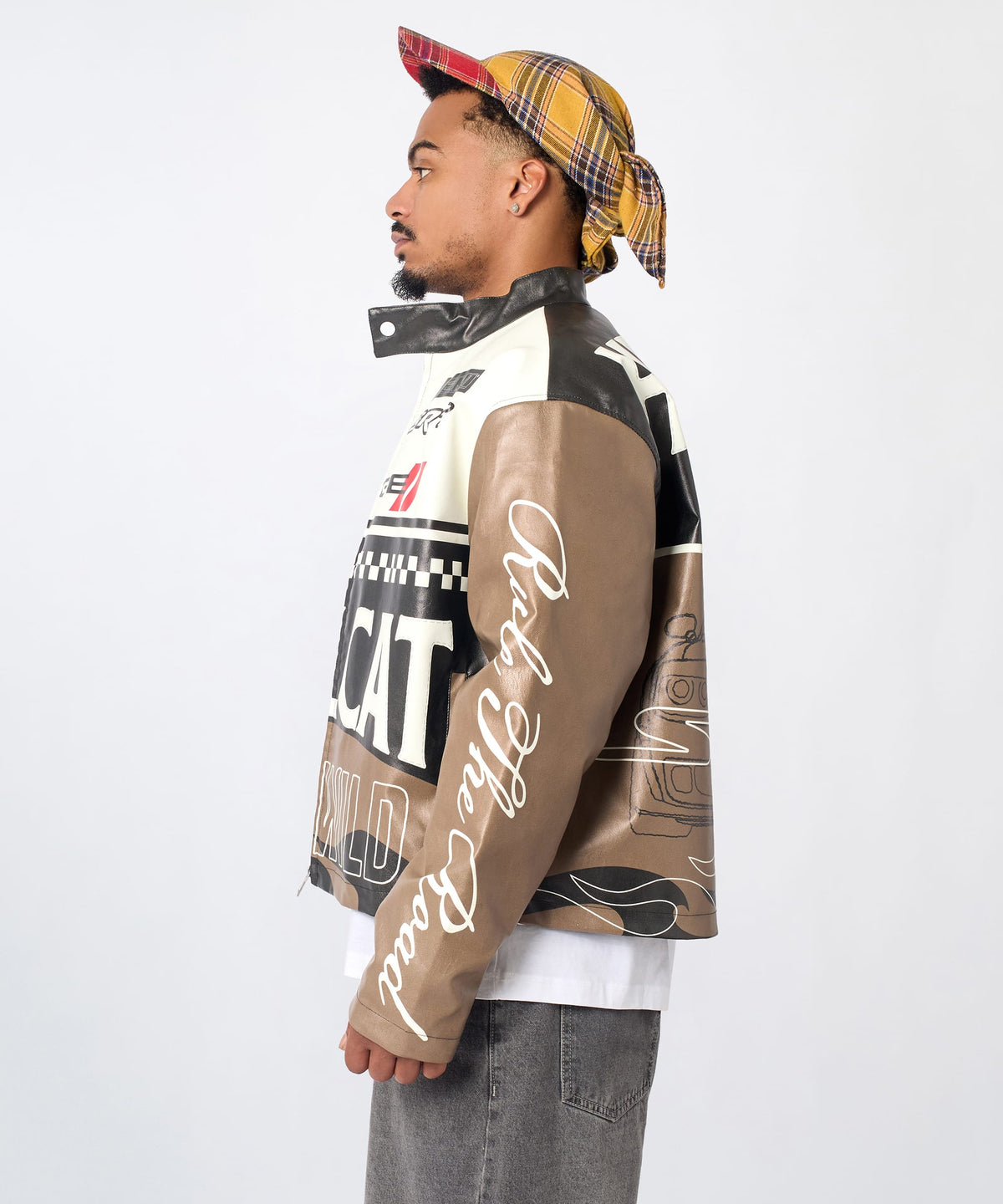 Reason Clothing Value Dodge Hellcat Moto Jacket PU - Khaki