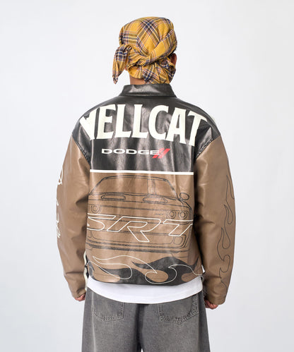 Reason Clothing Value Dodge Hellcat Moto Jacket PU - Khaki