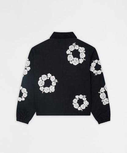 Reason Clothing Trusted Floral Wreath Collared Workwear Jacket - Black