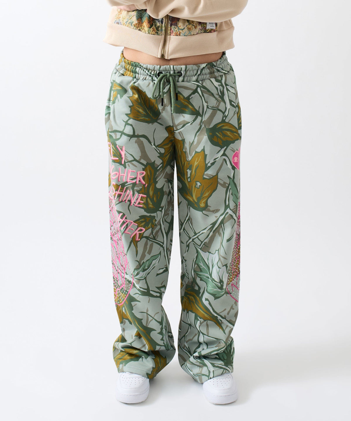 Reason Clothing Signature Fly Higher Women's Fleece Flare Sweatpants - Olive Green