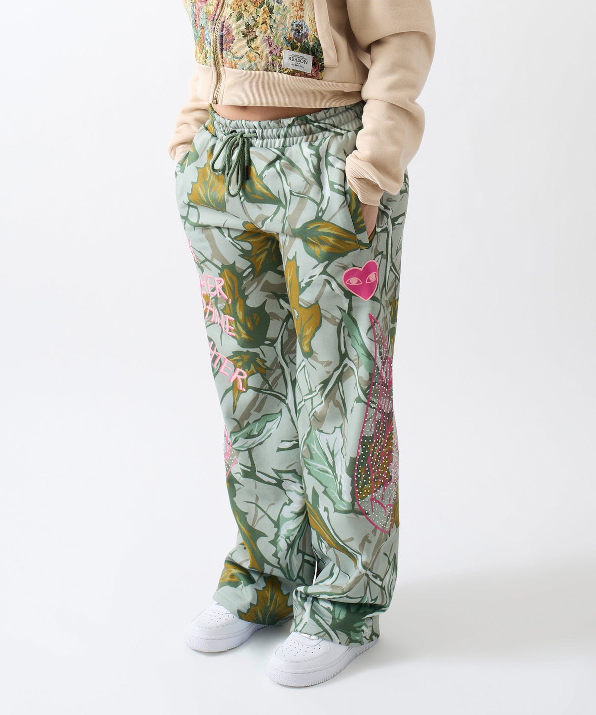 Reason Clothing Signature Fly Higher Women's Fleece Flare Sweatpants - Olive Green